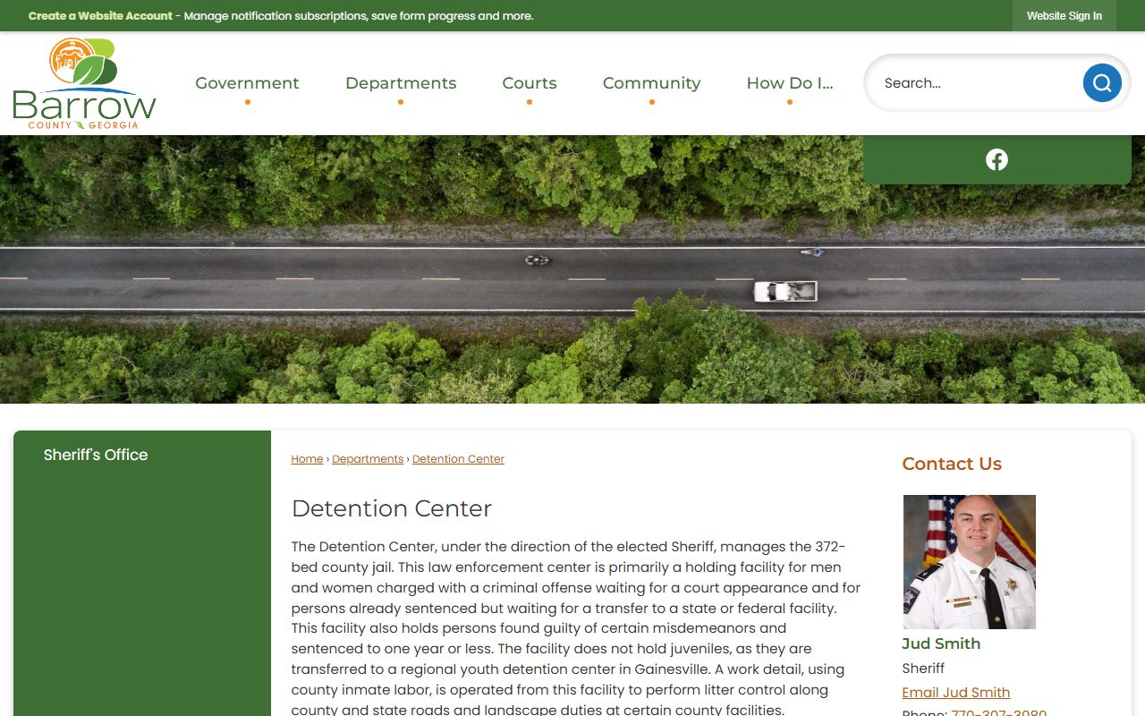 Barrow County Detention Center county jail information page